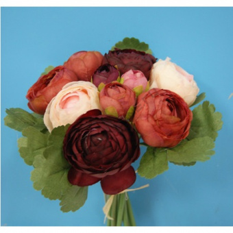 Цветок иск. Букет ранункулусов 24 см (розово-бордовый) 76-10879