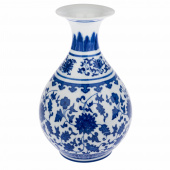 Ваза "Шинуазри Blue" (керамика), цвет белый-синий, 12x23 см
