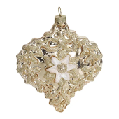 Украшение "Золотое сердце" с цветами (стекло) 10х5х11,5 см