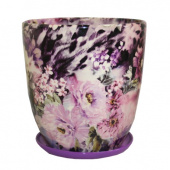 Горшок керамический Нова 16х16,5см цветы на фиолетовом