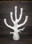 Подсвечник Дерево  (керамика), цвет серебряный, 36x12xH51 см