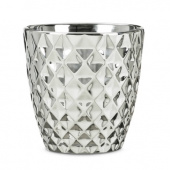 Кашпо керамическое высокое кристал Mirror Silver зеркальное серебро,  d-14 см