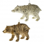 Елочное украшение Медведь (пластик), цвет золото, серебро, 7х12 см