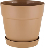 Горшок для цветов пластиковый с фиксируемым поддоном d20см h20см 4л.,  InGreen Villa de Fiori, молочный шоколад