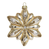 Снежинка-цветок золотая (стекло) 10х2,5х11,5 см