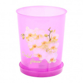 Горшок пластиковый с поддоном для орхидеи прозрачно-фиолетовое 1,2л, 15х12,5 см