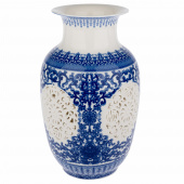 Ваза "Шинуазри Blue" (керамика), цвет белый-синий, D14xH27 см 