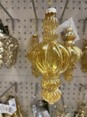 Елочная игрушка (стекло), цвет золотой, D6хН15 см