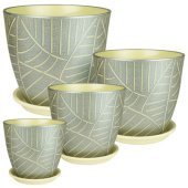 Кашпо керамическое Роспись бутон  листья сер.21 см РС160