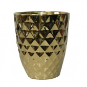 Кашпо керамическое MIRROR GOLD зеркальное золото, d-14 см