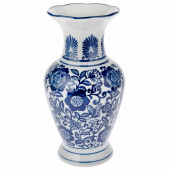 Ваза "Шинуазри Blue" (керамика), цвет белый-синий, D12xH25 см  