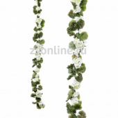 Ветка искусственная гирлянда Герань,170см, цвет белый