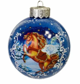 Шар "Конь зимний", 100 мм., в подарочной упаковке