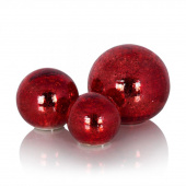 Набор из 3-х светящихся шаров Nikos (R), красный, стекло, 11х11 см, 13х13 см, 17х17 см