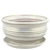 Кашпо керамическое КАНТРИ фиалочница бел./жем. 0,5 л, d-16 см, h-8 см 32-023