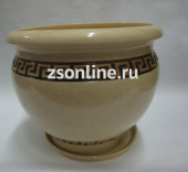 Кашпо керамическое Юнона №3 (1 сорт, с росписью, с подставкой, d26,5 см)