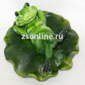 Фигура садовая Лягушка на листе, 14х13х8см