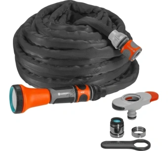 Шланг Gardena текстильный Liano 13 мм (1/2"), 10 м с комплектом для полива и штуцером с наружной резьбой