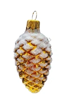Ёлочное украшение "Шишка в снегу, золото", в подарочной упаковке, h-9 см*