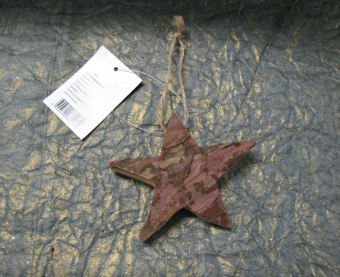 Елочное деревянное украшение Звезда, натуральное, 12 см