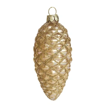 Шишка сосновая золотая перламутровая (стекло) 5х5х10,5 см