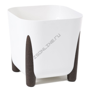 Кашпо на ножках FRIDA ECO recycled квадрат. 21*21, h20,6 см 6л белый (bia?y) слив.клапан 239