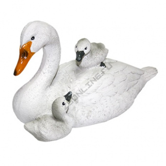 033720 Фигура садовая Лебедь с двумя птенцами 21,5х12х11см
