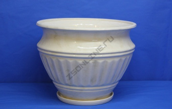 Горшок керамический Волна №1 белый d28,5м h21см 7,6л