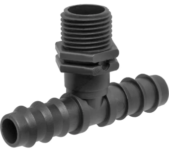 Тройник для трубки капельного полива с внешней резьбой 16/16мм на 1/2"