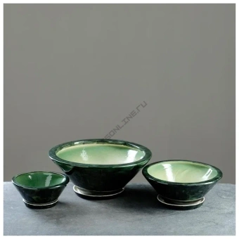 Горшок керамический Пекин №3 зеленый d23см h9см 1,8л