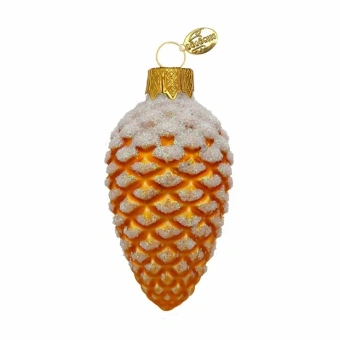 Ёлочное украшение "Шишка в снегу, золото", в подарочной упаковке, h-9 см