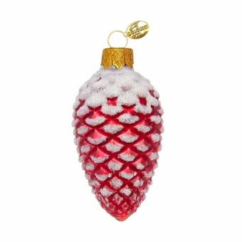 Ёлочное украшение "Шишка в снегу, красная гл.", в подарочной упаковке, h-9 см