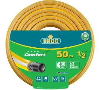 Шланг RACO COMFORT поливочный1/2х50м, 30 атм., трехслойный армирмированный